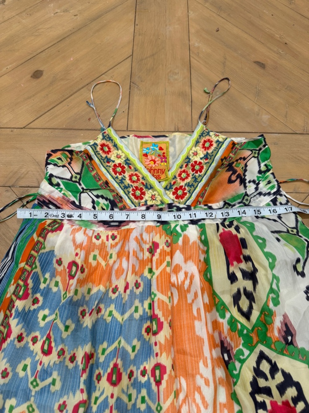 Johnny Was 100% Silk Floral Embroidered Boho Maxi Dress - Multicolor XS - Picture 3 of 11